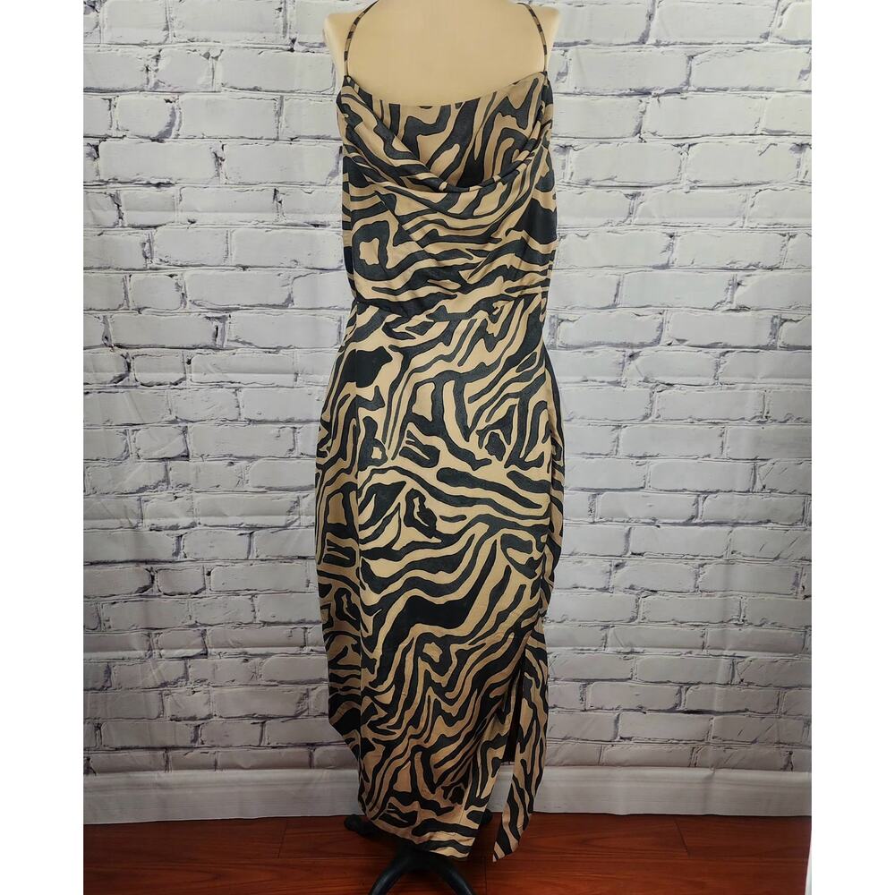 Anthropologie Dress Womens 22 Sleeveless Draped-Back Animal Tiger Slip Mob Wife - Picture 2 of 10